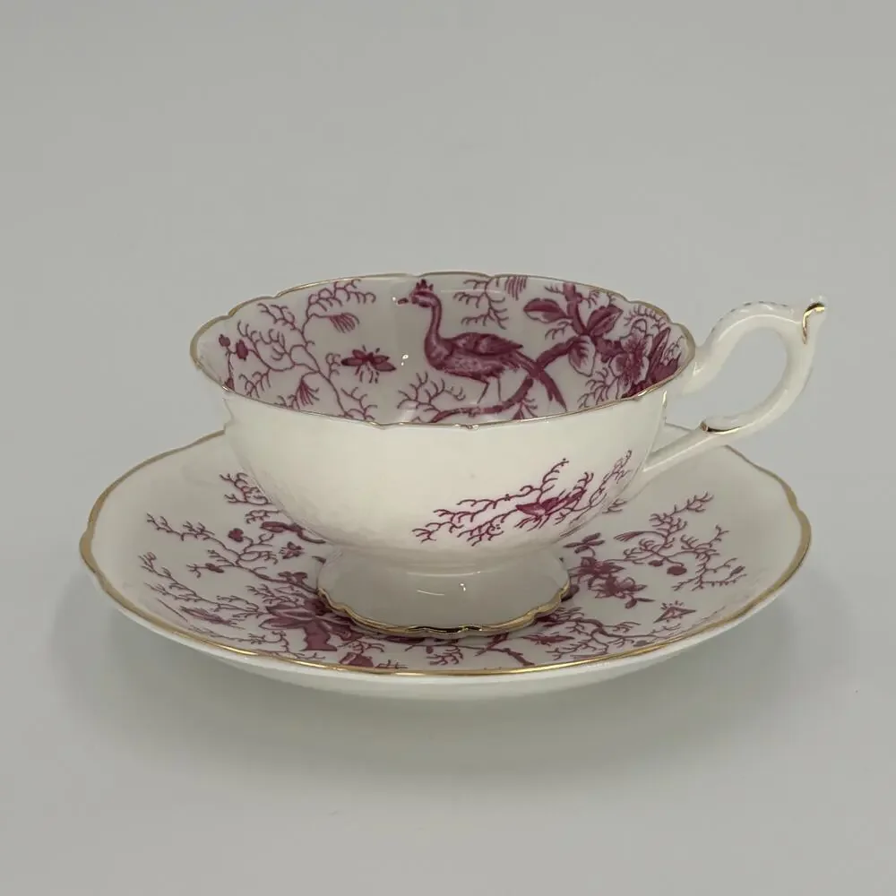 Vintage Coalport Cairo Pink Bone China Teacup and Saucer Set England